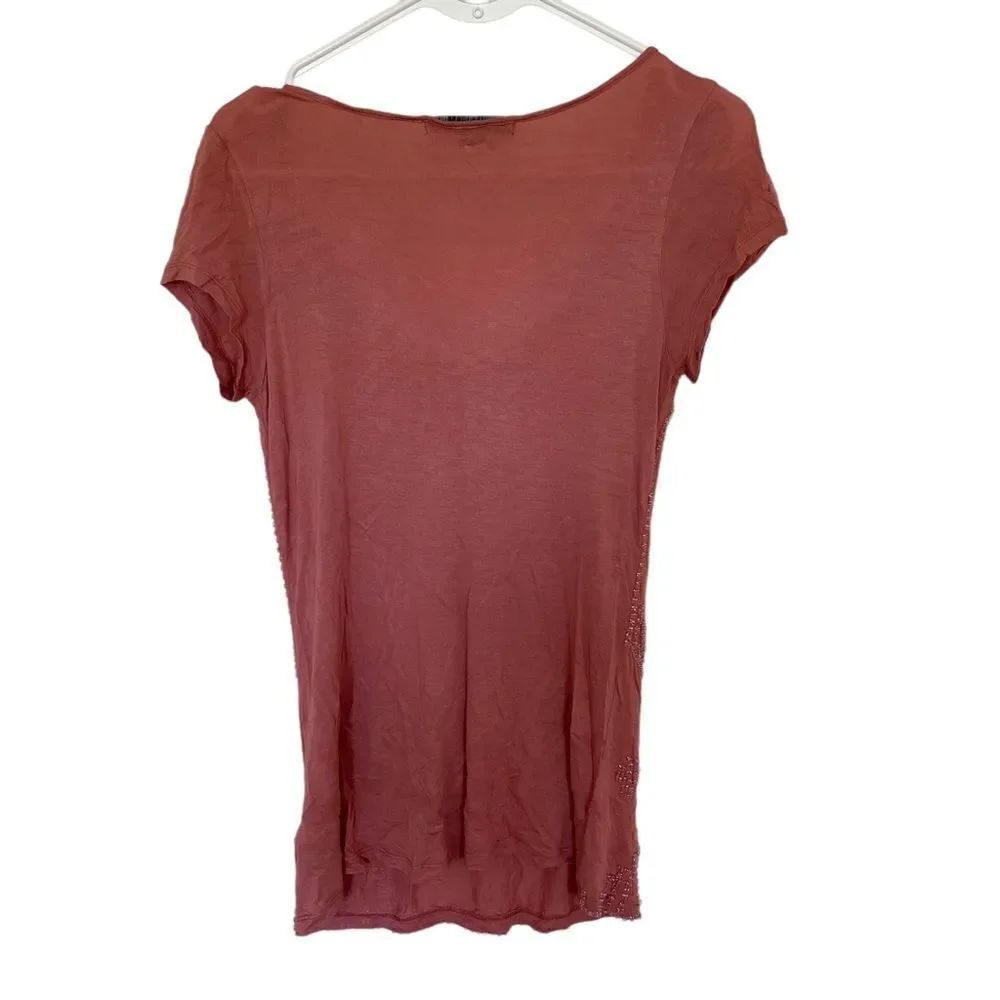 Forever21 pink scoop neck embellished short sleeve blouse small - Picture 6 of 6